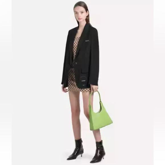 🌺🎉HP🎉🌺 NWT Staud Rey Croc Embossed Shoulder Bag Pistachio - Picture 11 of 16